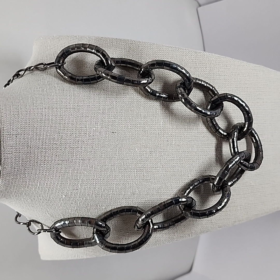 Natasha Gunmetal Grey Chain Link Necklace 27$